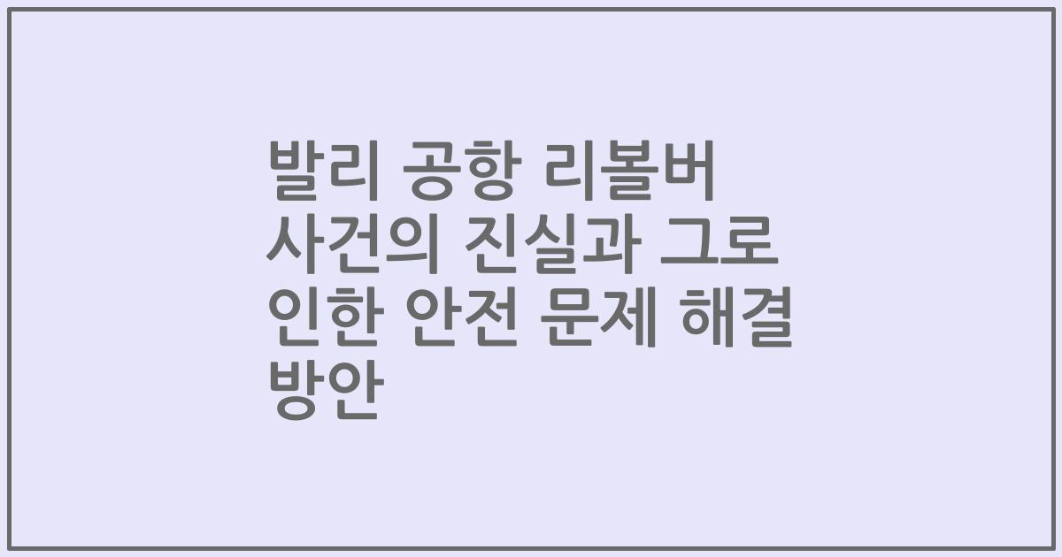 발리 공항 리볼버 사건의 진실과 그로 인한 안전 문제 해결 방안