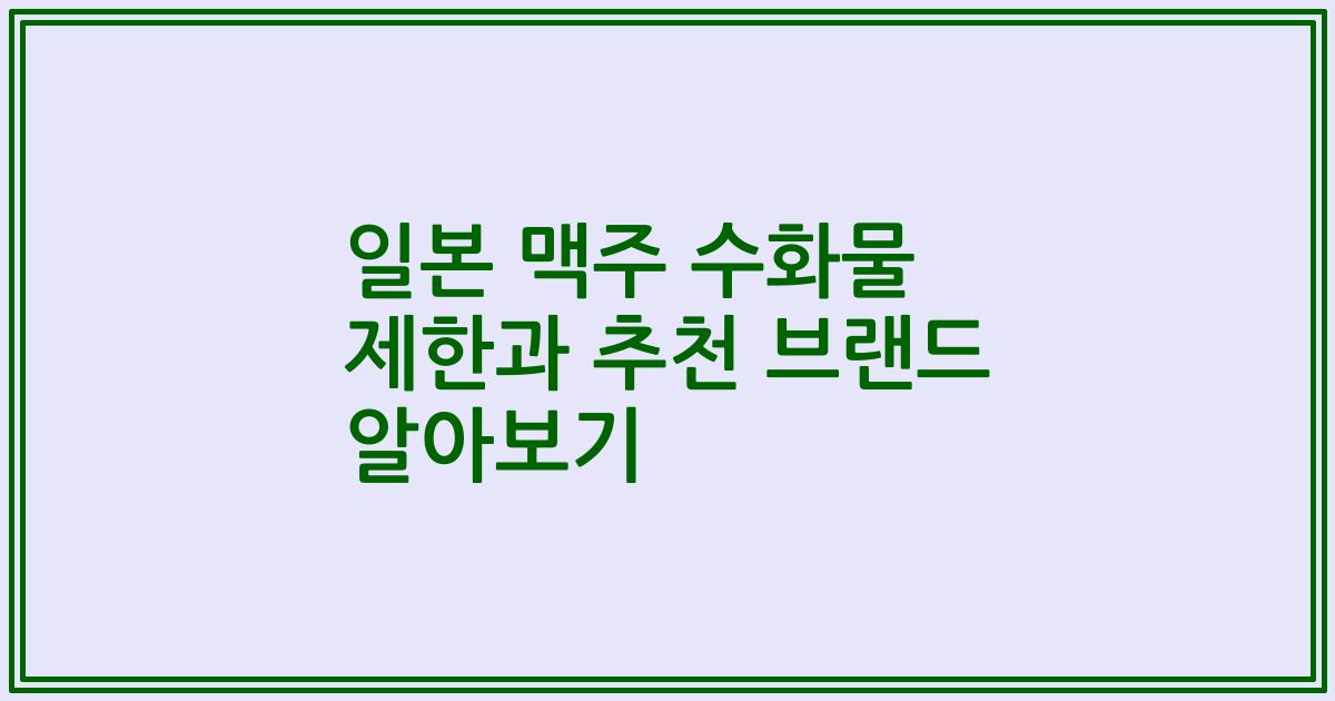 일본 맥주 수화물 제한과 추천 브랜드 알아보기