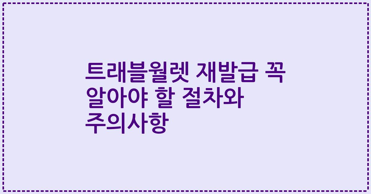 트래블월렛 재발급 꼭 알아야 할 절차와 주의사항